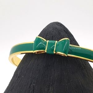 Kate Spade Take A Bow Green Enamel & Gold Tone Bangle Bracelet